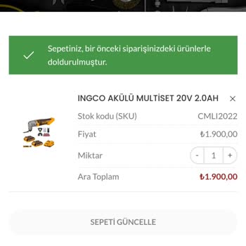 GNC El Aletleri Ve Hırdavat İlanı Uymayan Eksik Set Gönderimi Ve Çözüm Sunulmaması
