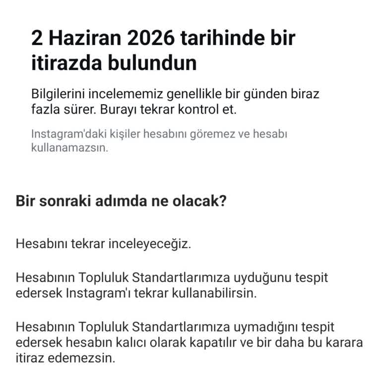 Haksız Askıya Alınan Instagram Hesabım İçin Açıklama Talebi