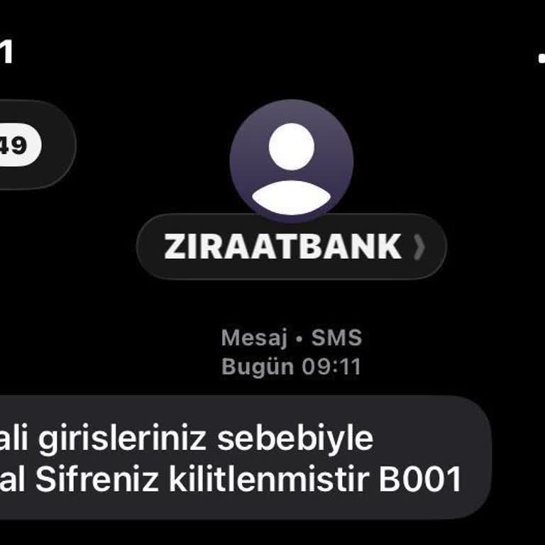 Ziraat Bankasından Gelen Hatalı Şifre Kilitlenmesi SMS’i İçin Güvenlik İncelemesi Talebi
