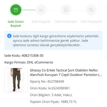 Çiçek Sepeti Yanlış ve Eksik Gönderilen Pantolonlar İçin İade Talebi