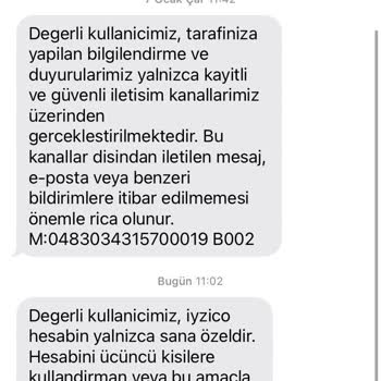 İyzico'dan Gelen Bilinmeyen Uyarı SMS'leri Şikayet Ediyorum