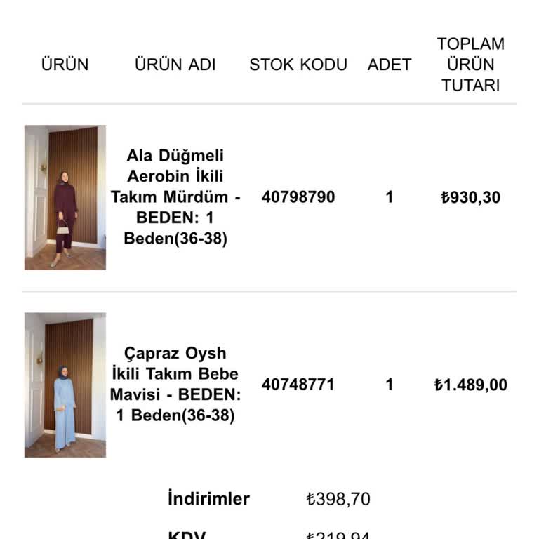 Meysadesign'da Eksik Tesettür Takımı Ve İade Talebi