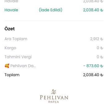 Pehlivan Datça Para İadesi İşleminin Uzun Süre Tamamlanmaması Ve Şirketin Güven Sorunu