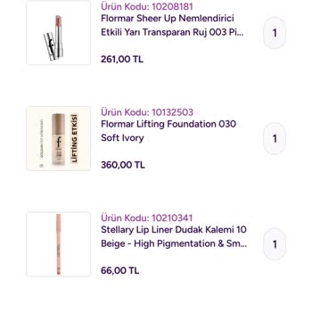 Flormar Kontör Ve Maybelline Kapatıcı Ürünleri Eksik Gönderildi
