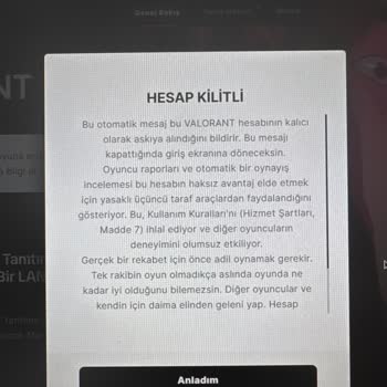 Hesabım Çalıntı Ve Haksız Kalıcı Ban Verildi