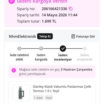 N11 Sahte Stanley Termosu Satışı Ve Geciken İade