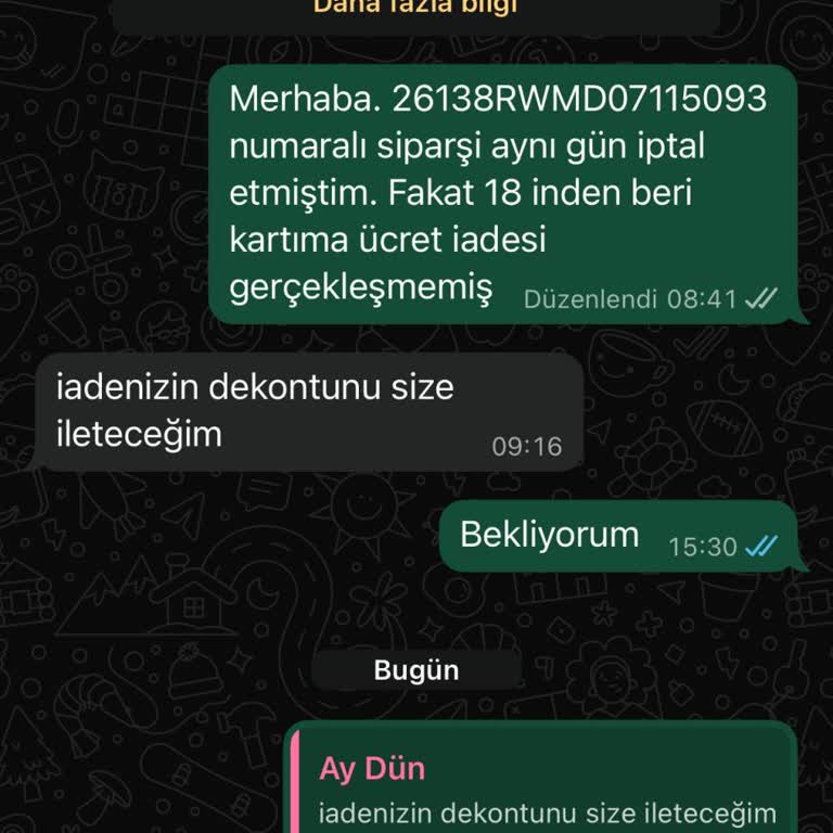 Aydınlatma Dünyam’dan İade Dekontu Ve Kart İadesi Alınamıyor