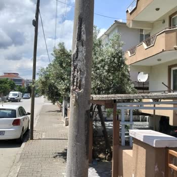 Altıeylül’deki Kırık Elektrik Direği Evimize Tehlike Yaratıyor