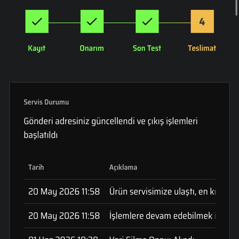 Monster Notebook Markalı Abra A7 Model Bilgisayarımın Servis Gecikmesi Ve İletişim Sorunları