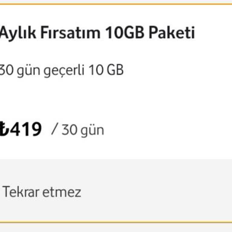 Vodafone Ek İnternet Paketi Ücretinin Aşırı Yüksek Olması