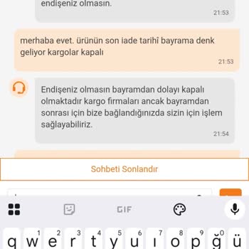 Resmi Tatil Gününde Belirlenen İade Tarihi Nedeniyle Sipariş İadelerimin Reddedilmesi