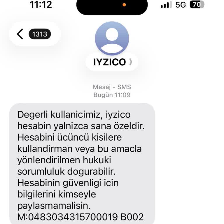 İyzico Gelen Yetkisiz SMS Kişisel Verilerimin Güvenliğini Tehdit Ediyor