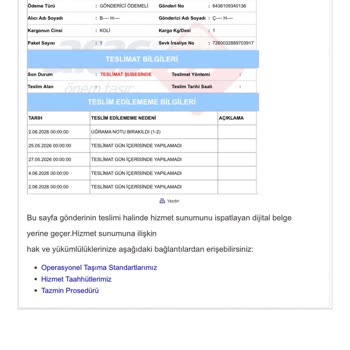 Aras Kargo Teslimat Sorunu Yanıltıcı Bildirim Ve İletişimsizlik