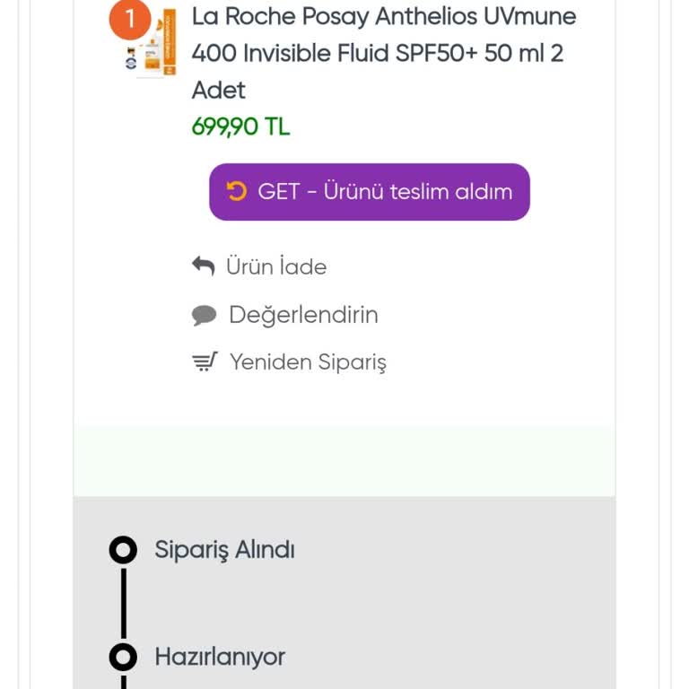 İki Adet Olması Gereken Güneş Kremi Tek Parça Gönderildi