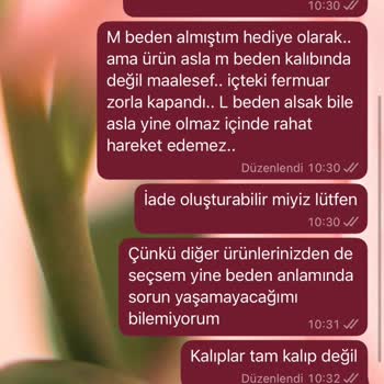 M Beden Siparişim Üst Parça XS Kalıbında, İade Talebim Reddedildi