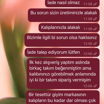 M Beden Siparişim Üst Parça XS Kalıbında, İade Talebim Reddedildi