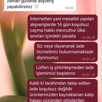 M Beden Siparişim Üst Parça XS Kalıbında, İade Talebim Reddedildi
