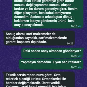 Garanti Kapsamındaki Parçanın Ücretlendirilmesine Ve Onaysız Tamire Karşı Şikayet