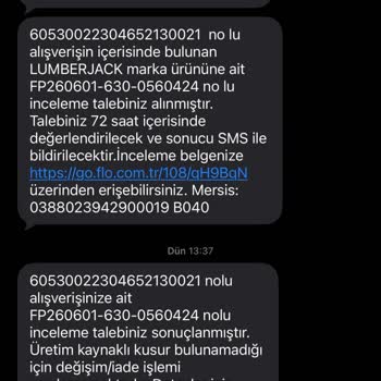 İlk Yıkamada Renk Değişikliği Ve Tüylenme Nedeniyle Ürün Değişimi Talebi