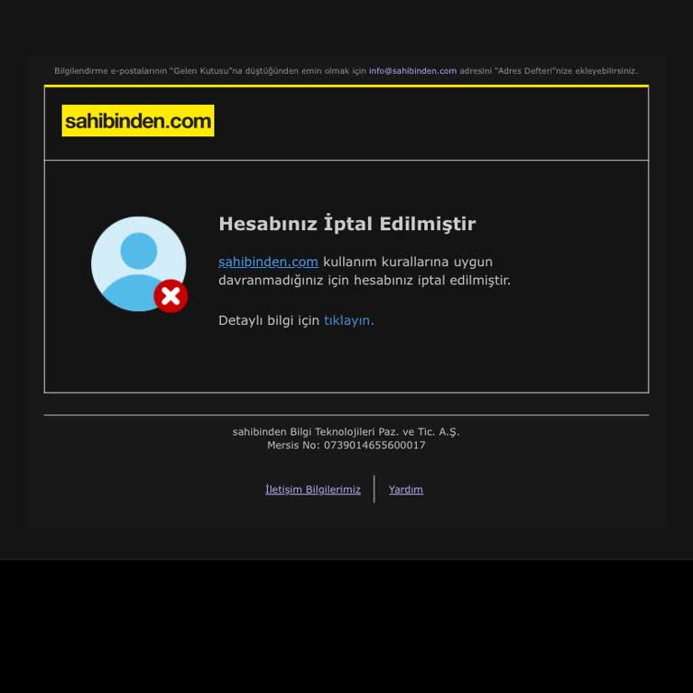 Sahibinden.com Hesabım Açıklamasız Kapatıldı Ve İşlemlerim Durdu