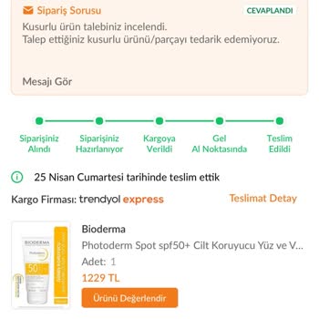 Eczasepeti.com Photoderm Spot Güneş Kremi Kokusundaki Anormallik Nedeniyle İade Ve Değişim Talebi