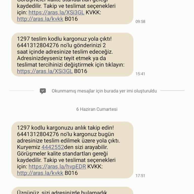 Aras Kargo Kayseri Argıncık Şubesi Gerçek Dağıtıma Çıktı Bilgisiyle Teslimatı Engelliyor