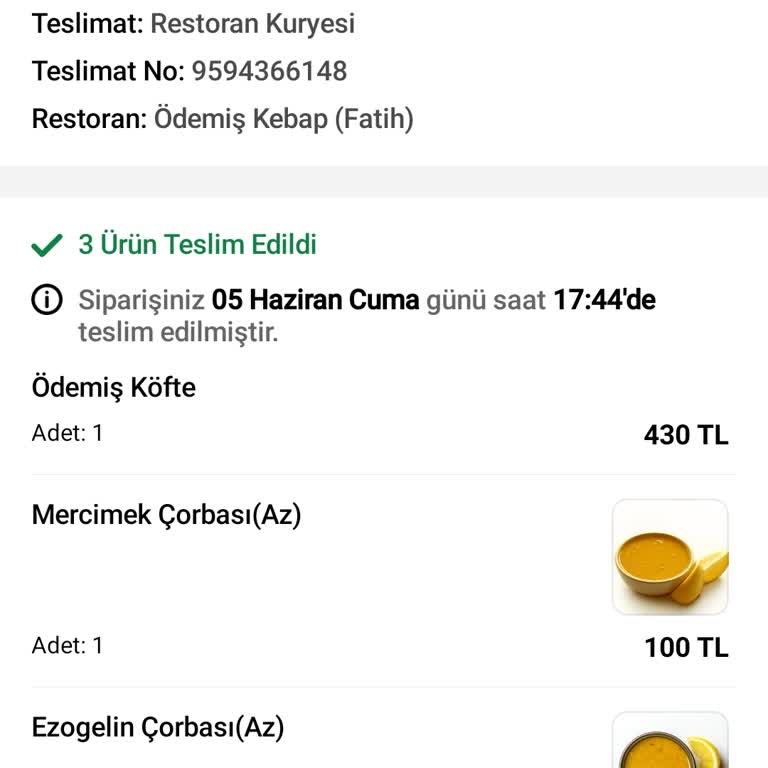 Teslim Edilmeyen Sipariş İçin 630 TL İade Talebi