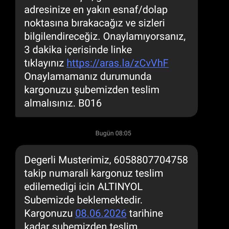Aras Kargo’da Gerçekleşmeyen Teslimat ve Şubeden Alım Zorunluluğu
