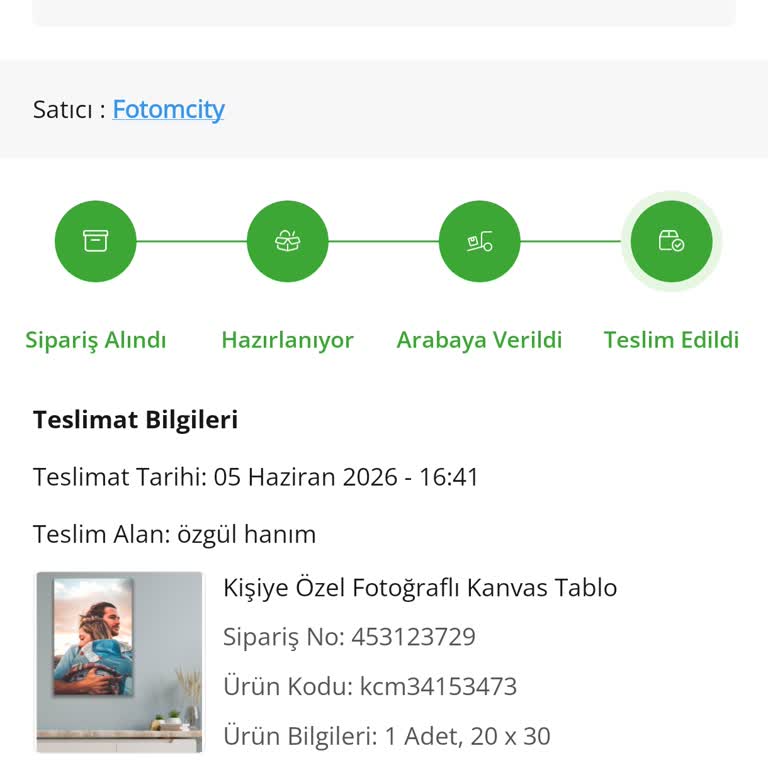 Fotomcity Geciken Canvas Siparişim Teslim Edilmedi