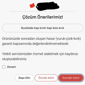 Arçelik Buzdolabı Kapak Kolu Çatlaması Garanti Kapsamına Alınmadı
