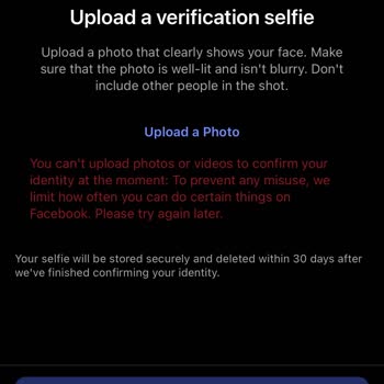 Instagram Selfie Verification Error