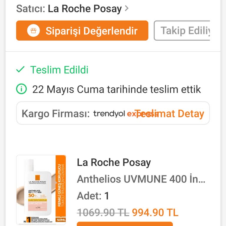 Ciltte Şiddetli Kızarıklık Ve Kötü Koku Yaratan La Roche-Posay Anthelios Ürünü İçin İade Talebi