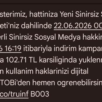 Ücretsiz Söylendiği Halde Sosyal Medya Paketi Ücretlendirilip Faturaya Yansıtıldı