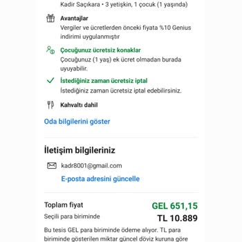 Rezervasyon Fiyatı Değişikliği Ve Fazla Ödeme İadesi Talebi