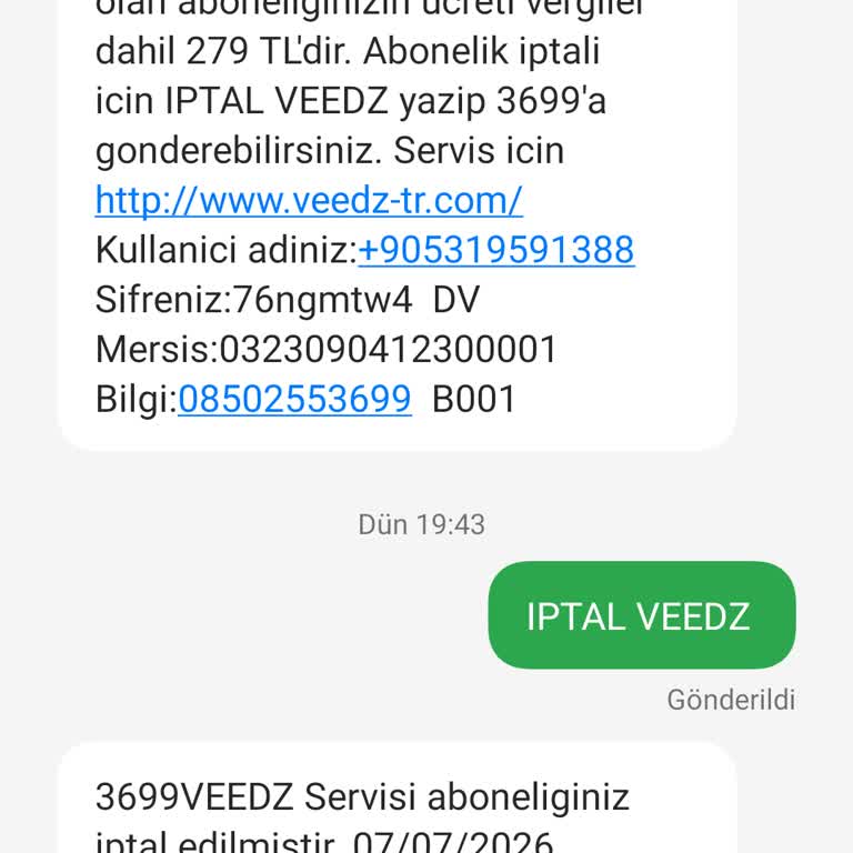 İzinsiz Açılan Veedz Üyeliği İçin 279 TL Ücret İadesi Talebi