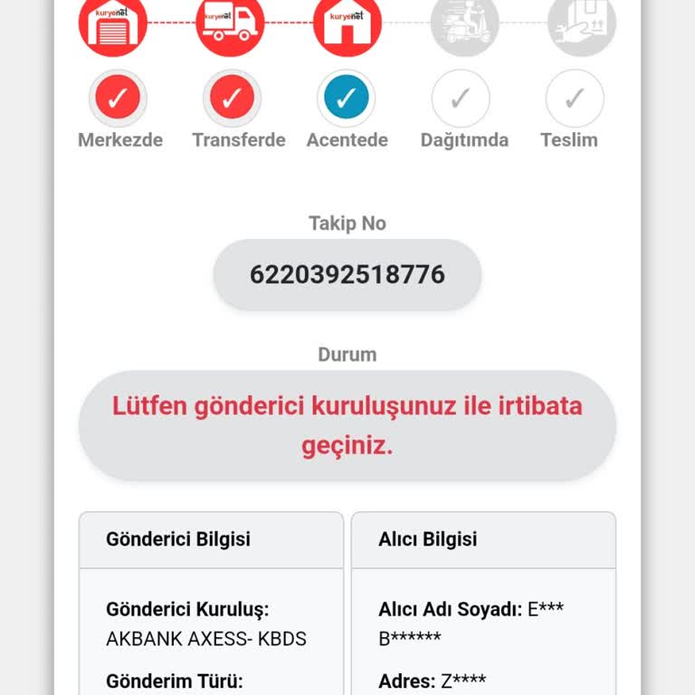 Kuryenet Teslimatında Bank Kartı 416 Şubeye Ulaşmadı