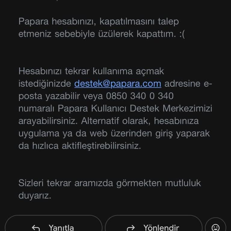 İzinsiz Açılan Papara Hesabı İçin Acil Kapatma Ve Güvenlik İncelemesi Talebi
