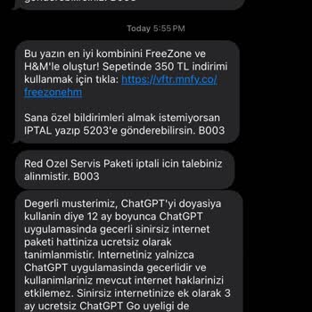Red Özel Servis Paketi Onaysız İptali Ve Açıklama Talebi