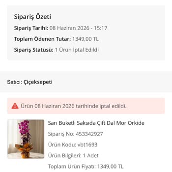 Çiçek Sepeti Bilgi Verilmeden Sipariş İptali Ve Çözüm Odaklı Müşteri Hizmeti Eksikliği