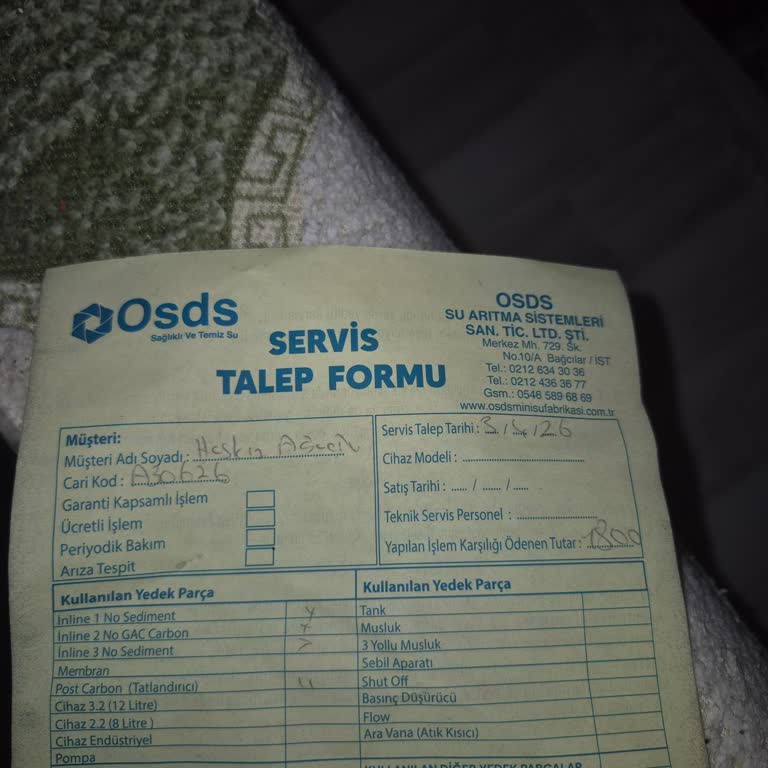 Osds Bakım Sonrası Su Arıtma Cihazı Su Çıkmaz Ve Kötü Koku Veriyor