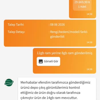 İlan Edilen 12 GB RAM’li Poco X8 Pro Yerine 8 GB RAM Gelen Ürün İçin Değişim Talebi