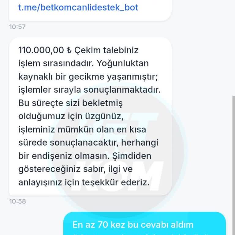 110.000 TL Çekim Talebimin İşleme Alınmaması Ve Müşteri Desteğinin Yetersizliği