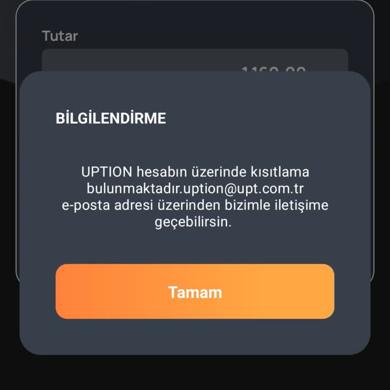 Uption Hesabımda 1.160 TL Bakiyenin Açıklamasız Kısıtlanması Ve Müşteri Hizmetlerinden Yanıtsızlık
