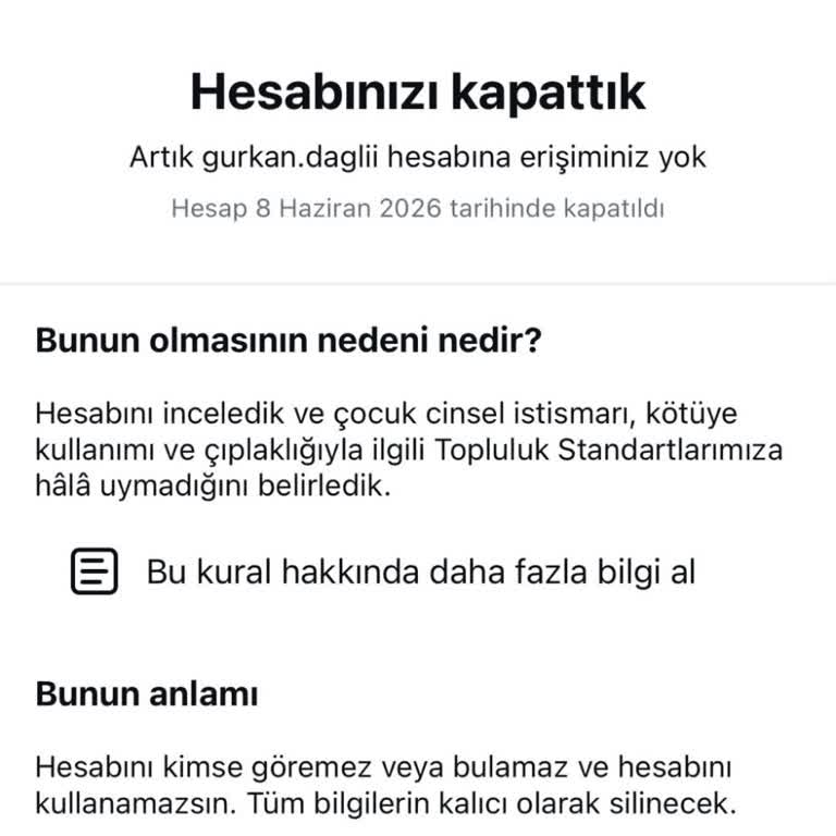 Yanıltıcı Çocuk İstismarı Suçlamasıyla Kapatılan Instagram Hesabımın Yeniden Açılması Talebi