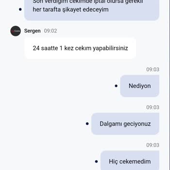 1500 TL Çekim Talebim Sürekli İptal Ediliyor, Destek Yardımcı Olmuyor