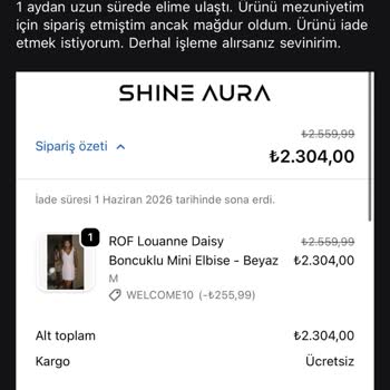 Mezuniyet İçin Yanlış Ve Kalitesiz Ürün Gönderimi, Gecikme Ve İade Cevapsızlığı