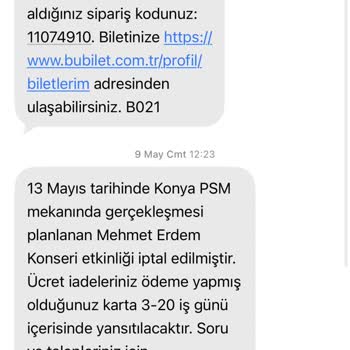 Bubilet'ten İptal Edilen Konser Bilet Ücretinin Geri Ödemesi Gecikti
