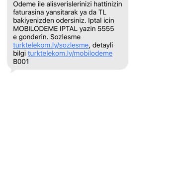 Türk Telekom Fatura Ücret Bilgisi Olmadan Mobil Ödeme Ve İade Talebi