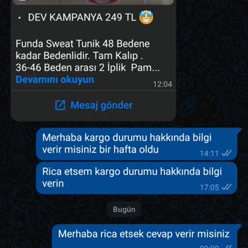 Kargo Takip Bilgisi Ve WhatsApp Yanıtı Olmadan Siparişim Beklemede Ve İade Talebi