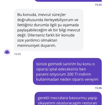 Getir Yemek’te İptal Talebim Reddedildi, Gelen Ürün Yetersiz